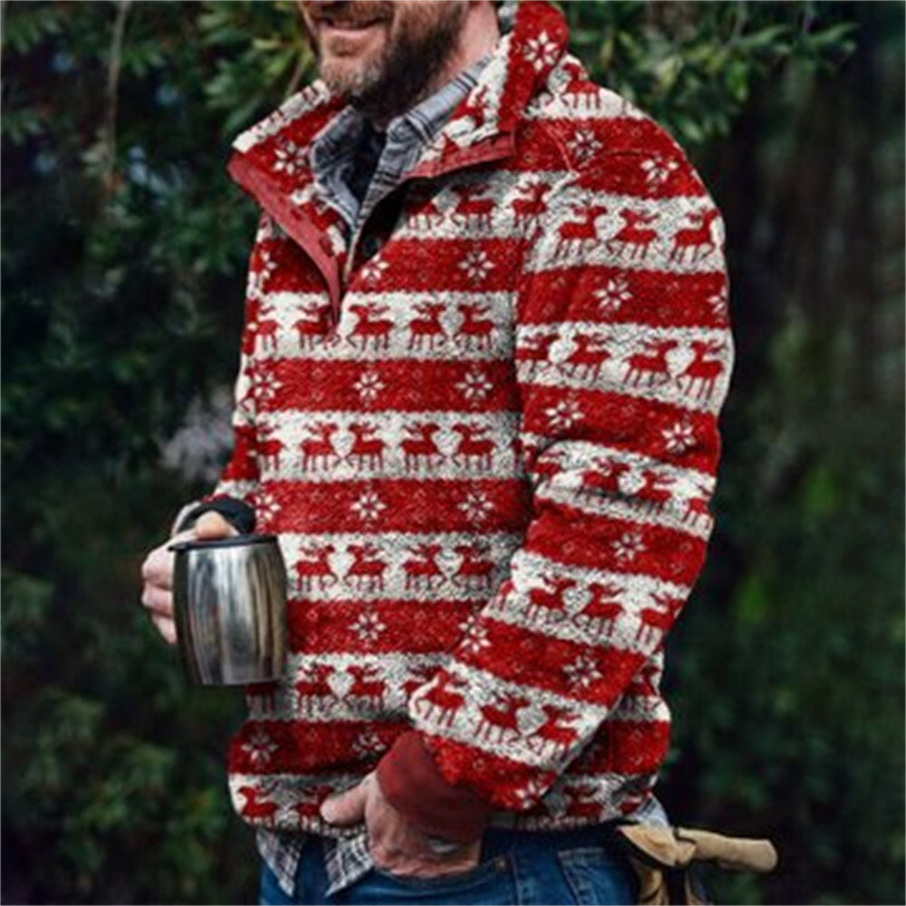 Autumn And Winter Casual Button Pocket Flannel Plush Men's Sweater