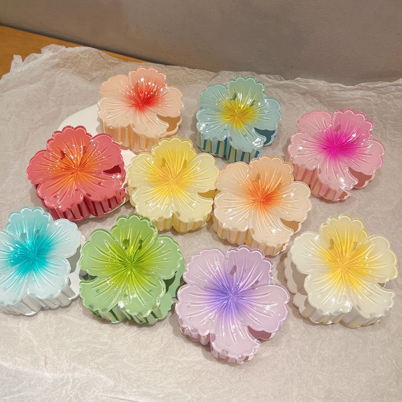 Gradient Color Curly Heart Flower Barrettes Large Headdress