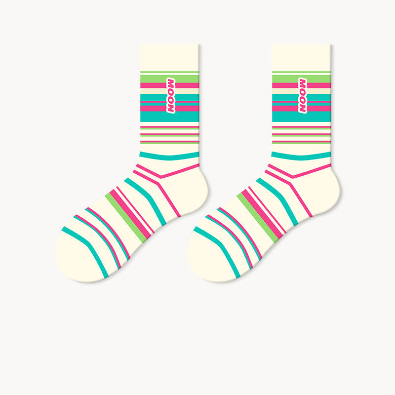 Dopamine Color Horizontal Stripes Tube Socks