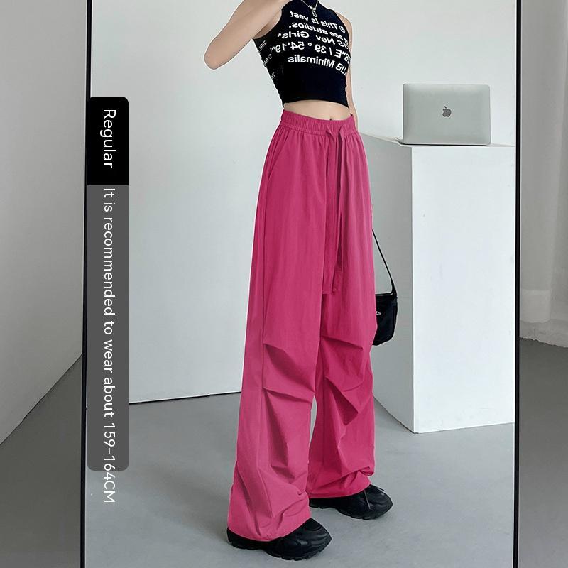 American Straight Pants High Waist Casual Wide Leg Quick-drying Track Pants