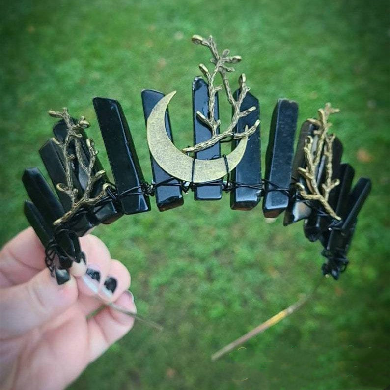 Branch Type Natural Obsidian Hair Hoop