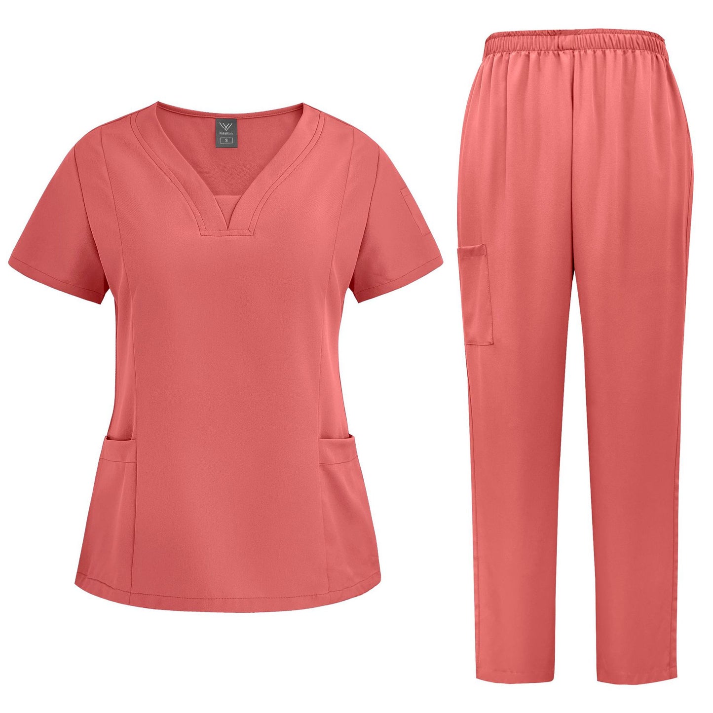 Women's Casual Loose Solid Color Nurse Workwear Set