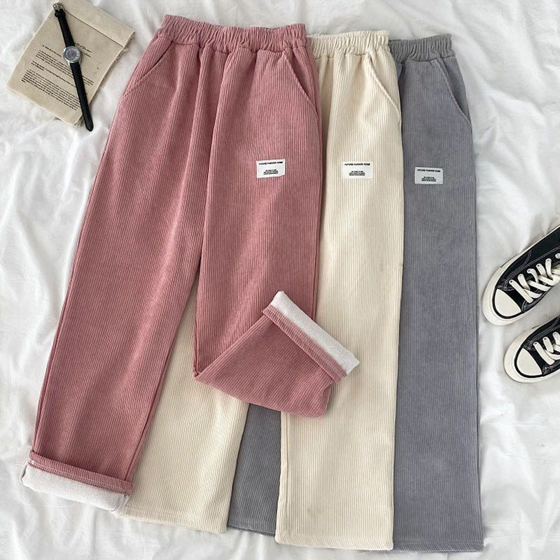 Schoolgirls' Loose All Match Corduroy Pants