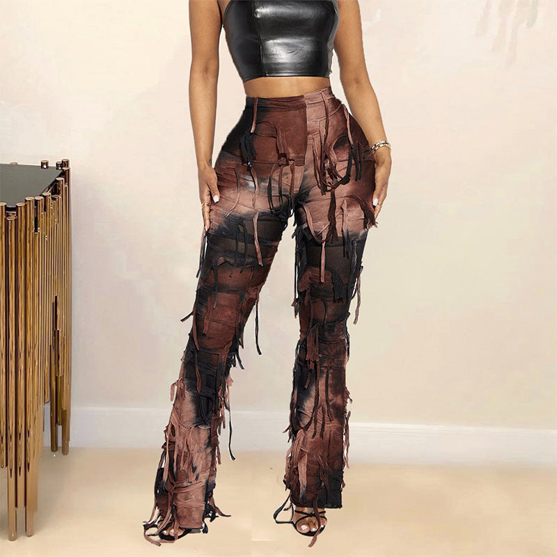 Street Fashion Kvast Ripped Skinny Casual Damebukser
