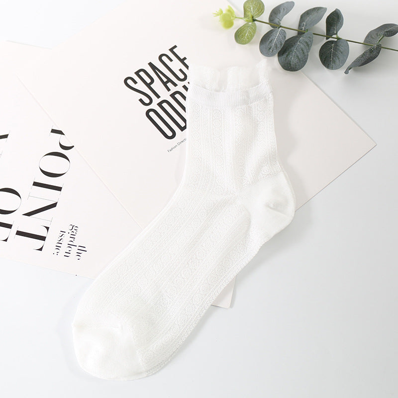 Women's Socks With Glass Silk Lace Hollow Mesh In Tube