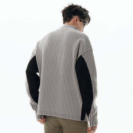 Men's Fashion Stripe Knitted Sweater Coat