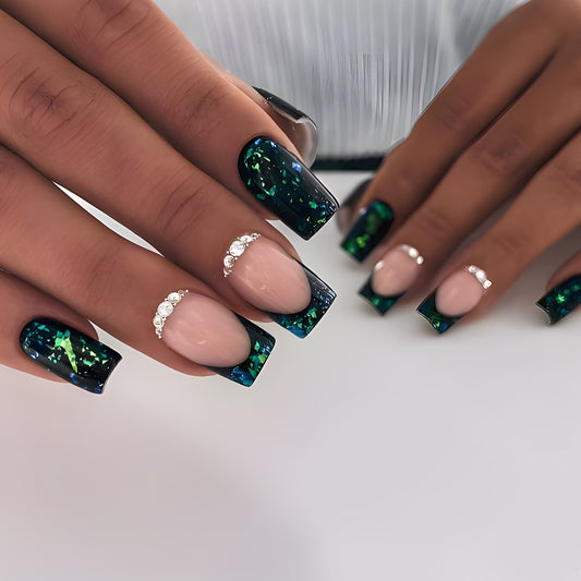 Emerald French Entry Lux Nail Patch Sweet Cool Diamond European Square