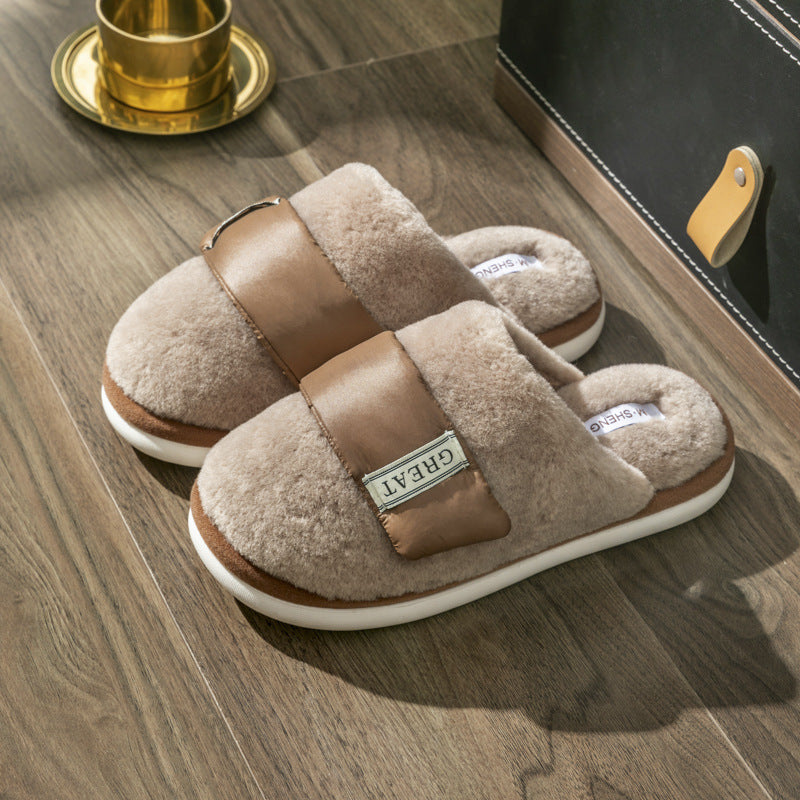 Velcro Floor Cotton Slippers Women's Warm