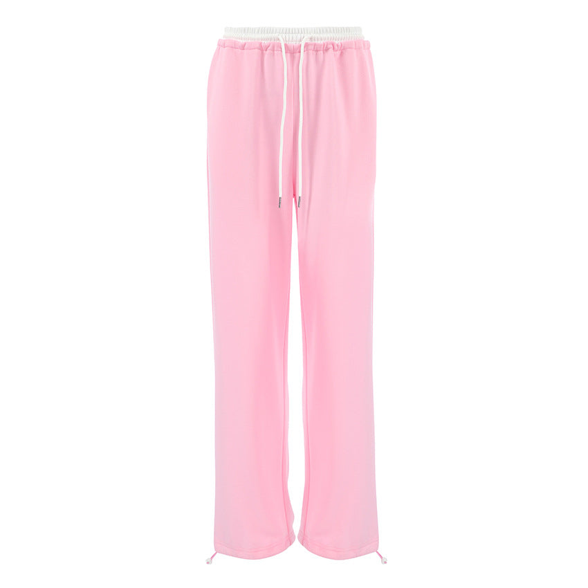 Color Contrast Drawstring Wide Leg Leisure