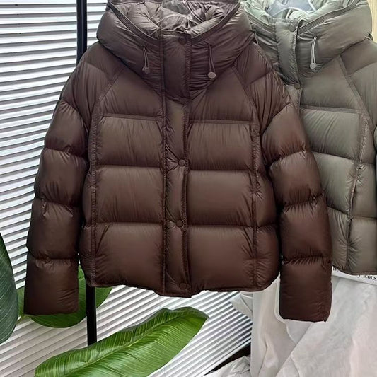 Autumn And Winter Solid Color Puff Short Hood Loose Cotton Padded Jacket