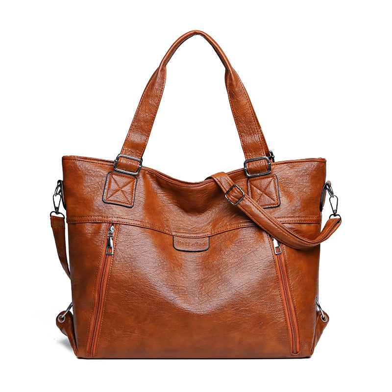 Retro Soft Leather Handbag Fashion Commuter Shoulder Messenger Bag
