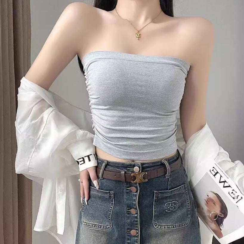 Strapless Bustier Vest With A Fashionable Open-back Design