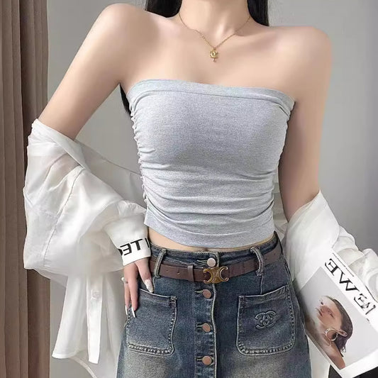 Strapless Bustier Vest With A Fashionable Open-back Design