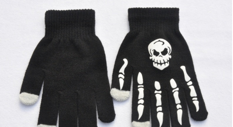 Halloween selvlysende kranie- og spøgelsesklotrykshandsker