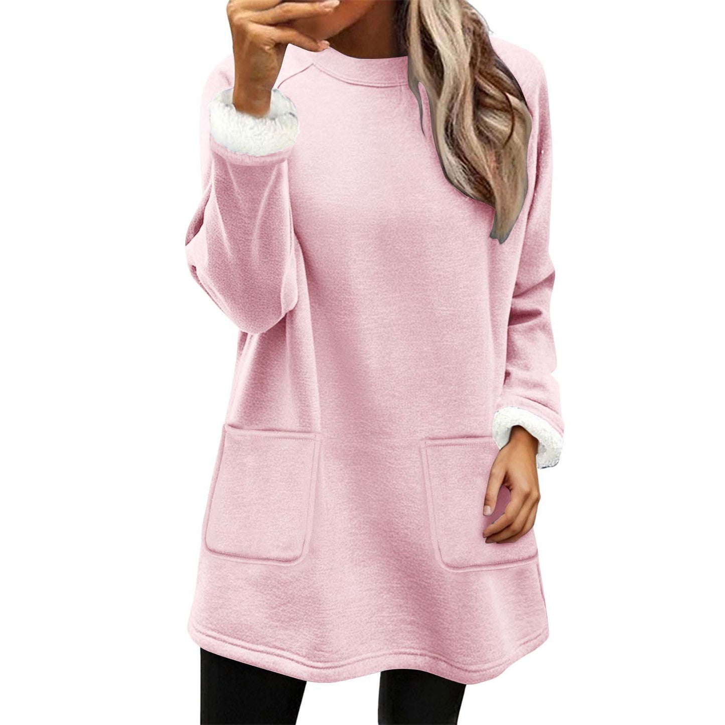 Snowman Digitaltryk Afslappet Løstsiddende Fløjlsweater med Brede Ærmer