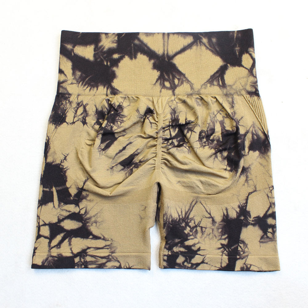 Seamless Tie-dye Yoga High Waist Tight High Elastic Shorts