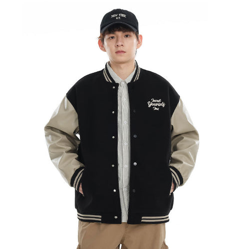 Amerikansk retro sports baseballuniform jakke Pu Shuai broderet jakke