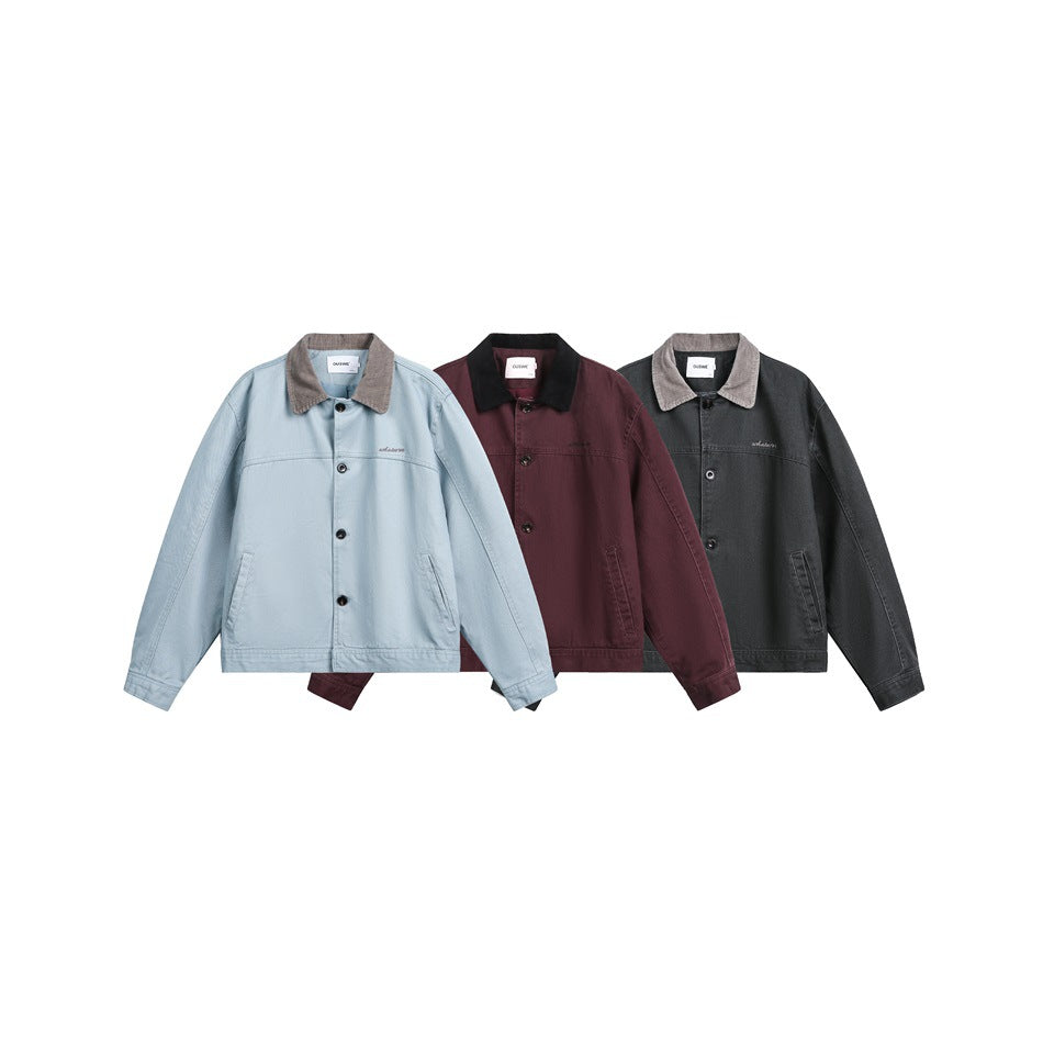 Mens Retro Workwear Jacket Short-Style Outerwear