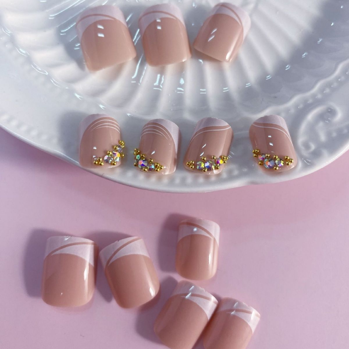 Removable Oblique French Simplicity Wear-resistant Finished Product Nail Sticker