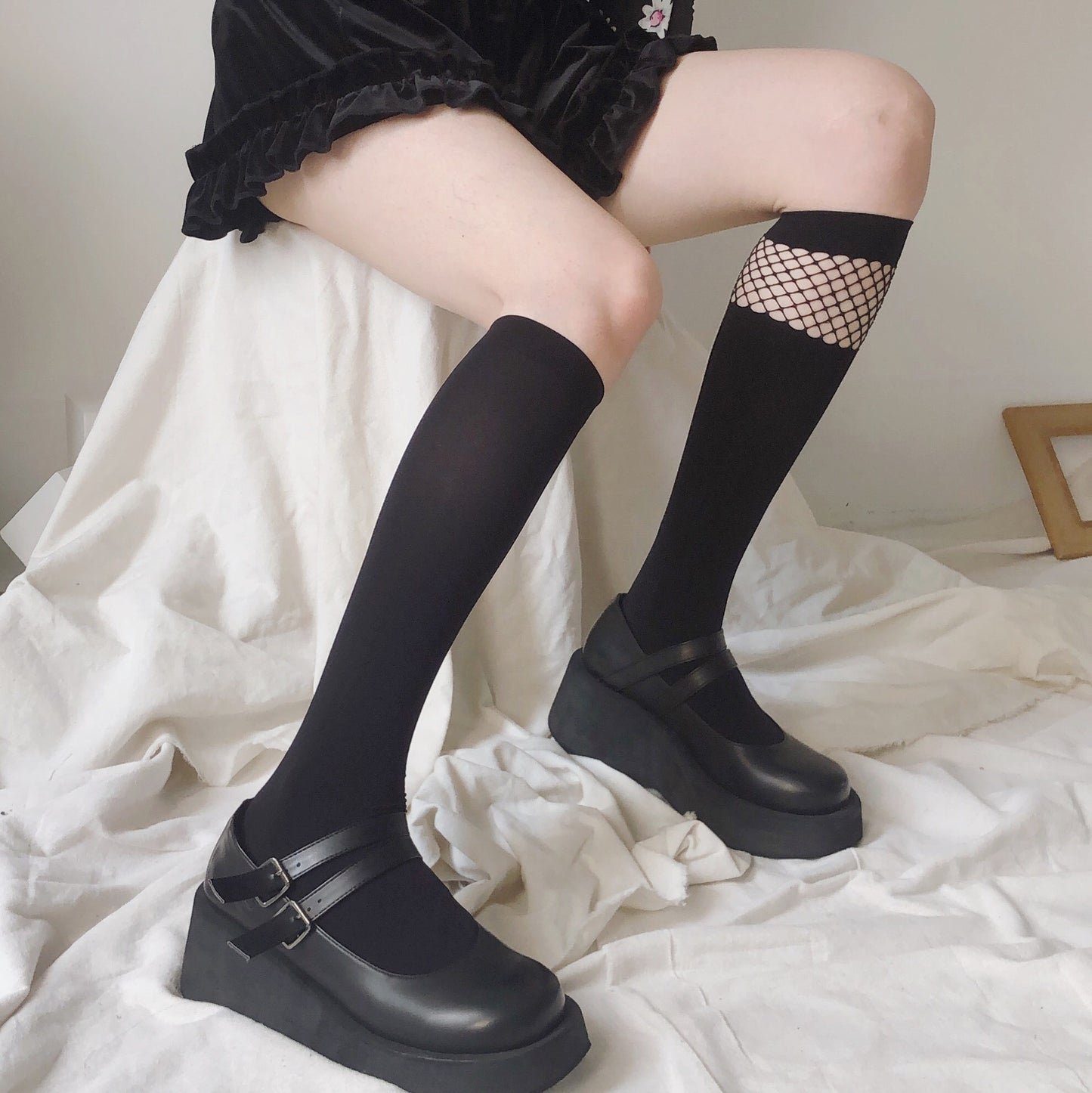One-piece Stitching Fishnet Stockings Calf Socks