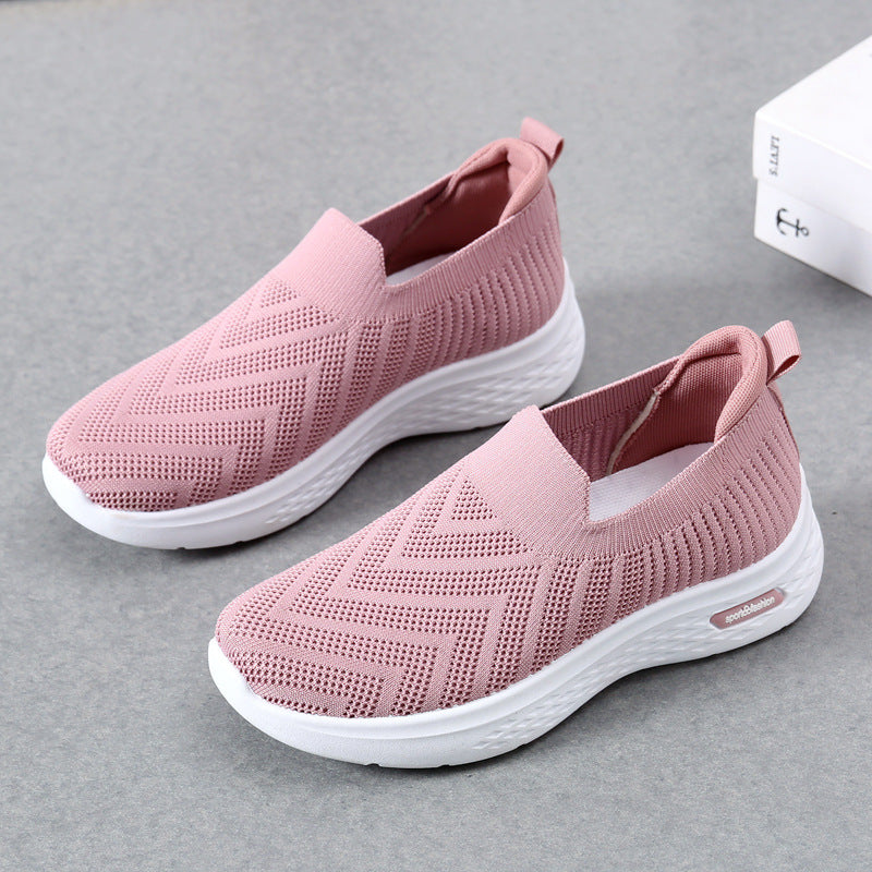 Afslappede mesh-sko strømpesko slip-on flade sko til kvinder sneakers afslappede bløde såler gåsko sportssko