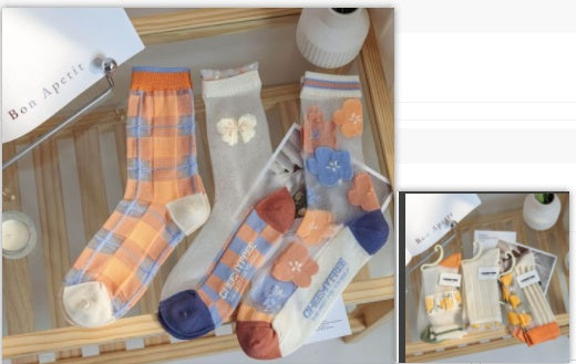 Cute Japanese Shattered Glass Silk Stockings