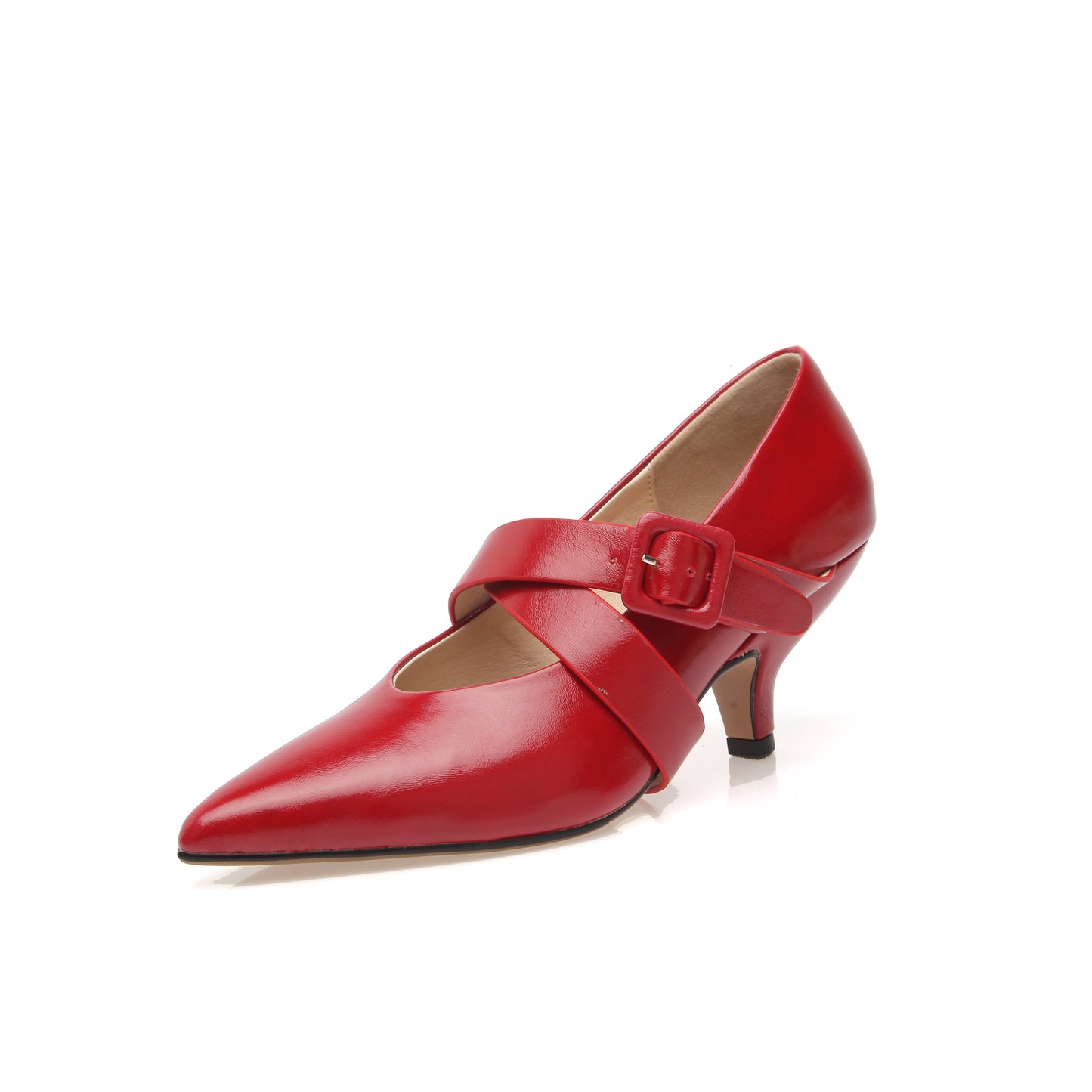 Buckle Can't Drop With Pointed Toe High-heeled Single Shoes Women