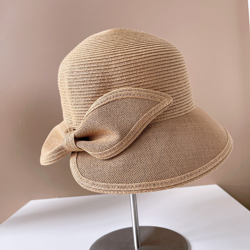 Paper Cloth Splicing Rear Opening Bow Fisherman Hat
