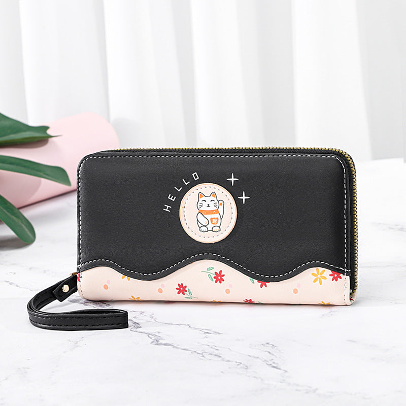 Women's Fashion Color Blocking Multi-card Zipper Handbag