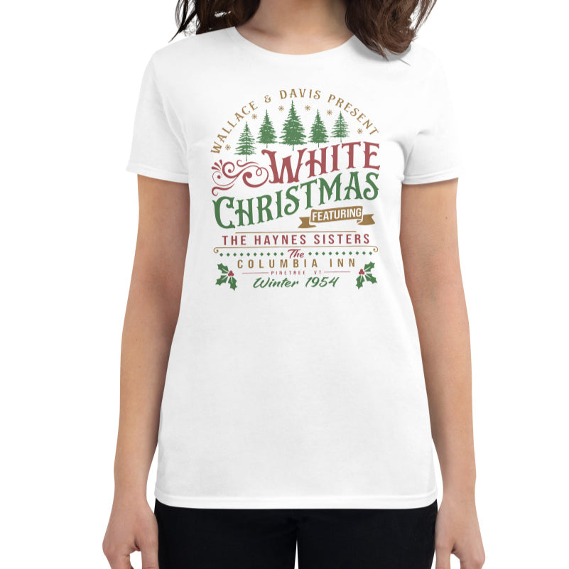 Hvid Jul Digitaltryk Afslappet Rundhalset T-shirt