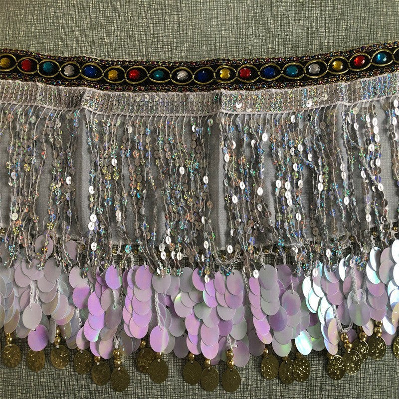 Belly Dance Sequin Fringe Waist Scarf Indian Dance Performance Belt