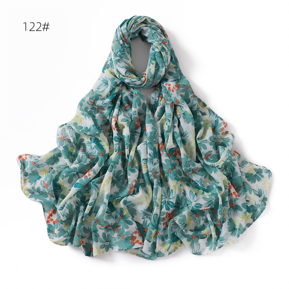 Internet Celebrity Golden Battle Robe Plaid Maple Leaf Shawl Chiffon Printed Scarf