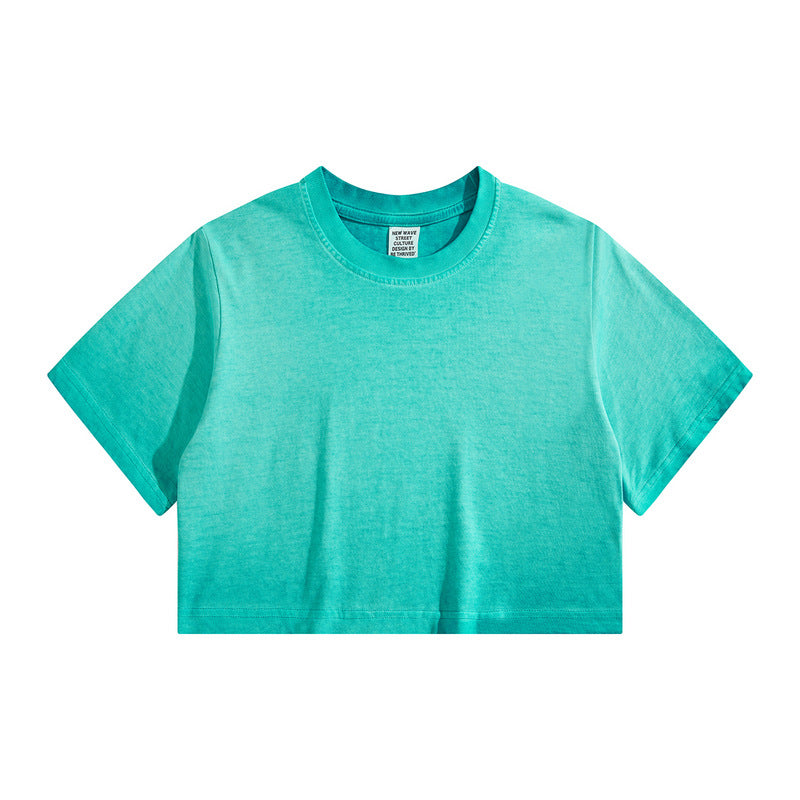 Distressed Colorful Frayed Cropped T-shirt Hip-hop