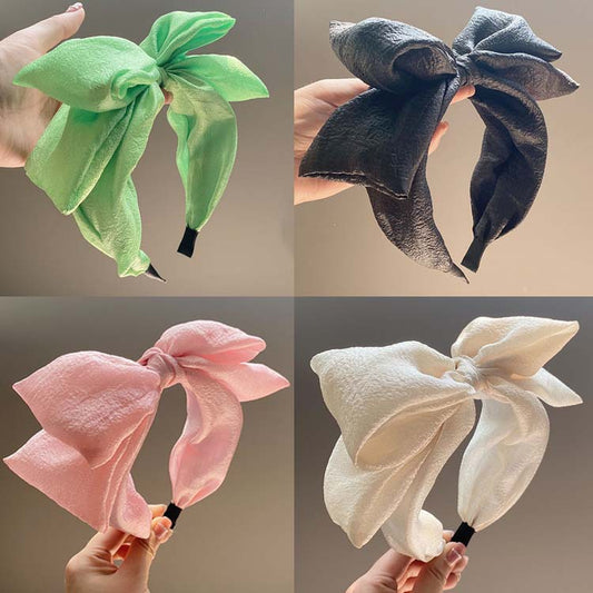 Seersucker Oversized Bow Headband High Sense Wide-brim Hair Accessories