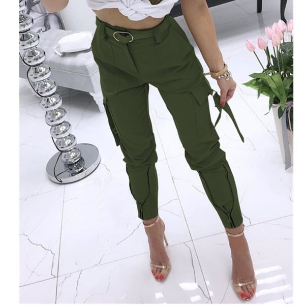 Cross-Border New Product Amazon Wish AliExpress Casual Pants Women's Trousers Solid Color Overalls And Cropped Trousers