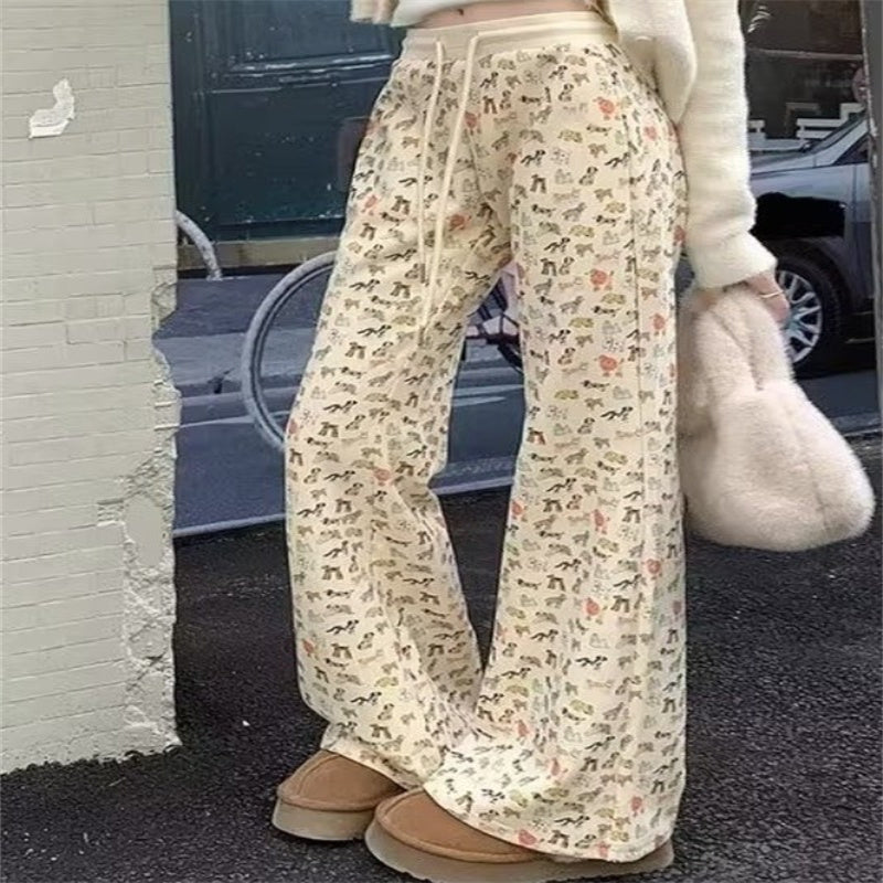 Drooping Straight Loose Mop Pants