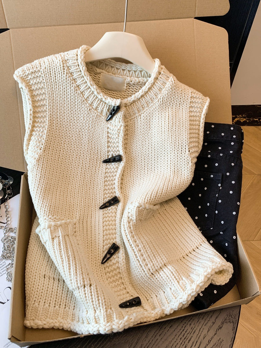 Loose-fitting Single-breasted Layered Top For Winter