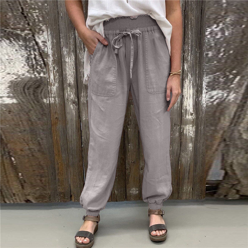 Loose Strappy Trousers Elasticated Slacks