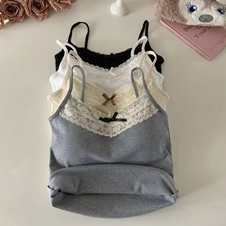 Bow Lace Seamless With Braces And Breast Pad