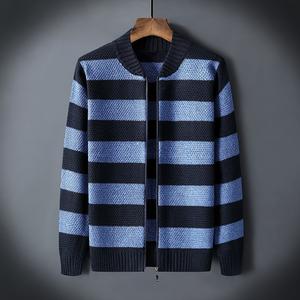 Stand-up Collar Men's Jacket Youth Striped Men's Sweater