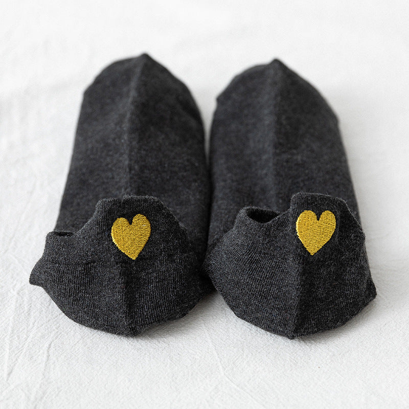 Women's Socks Japanese Cute Heel Embroidery