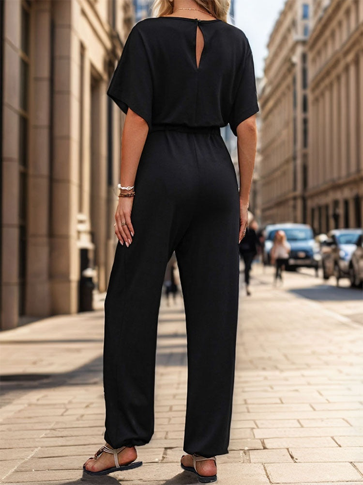 New European And American Summer Women's Casual Solid Color European And American Jumpsuit