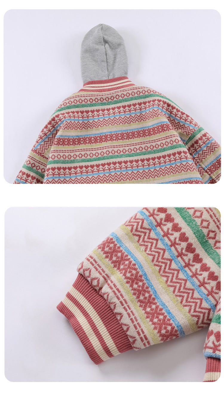 Women's Retro Woolen Striped Baseball Jacket