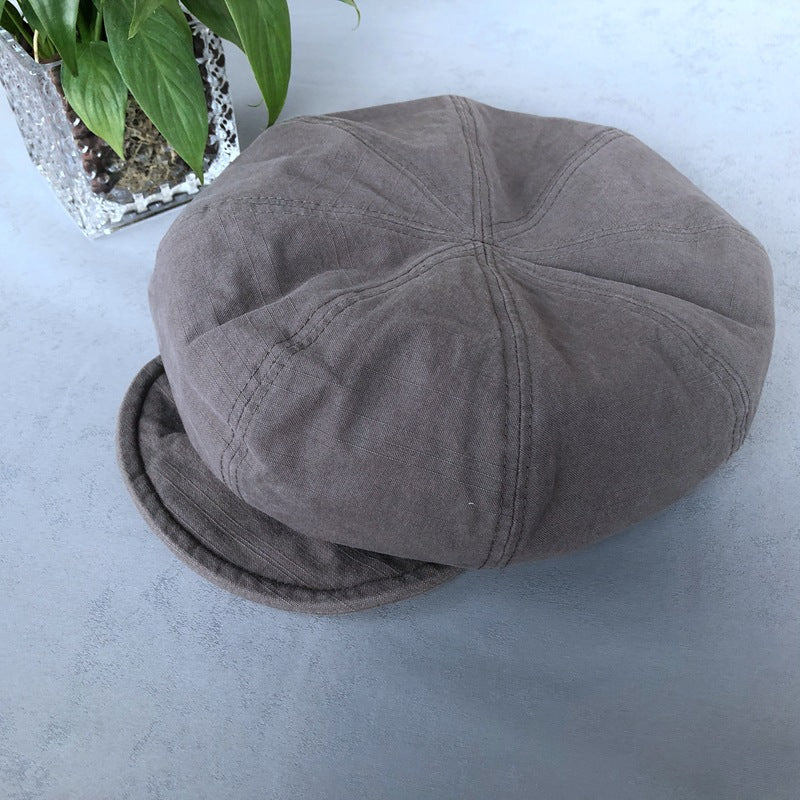 Minimalist Washed Cotton Solid Color Beret Children