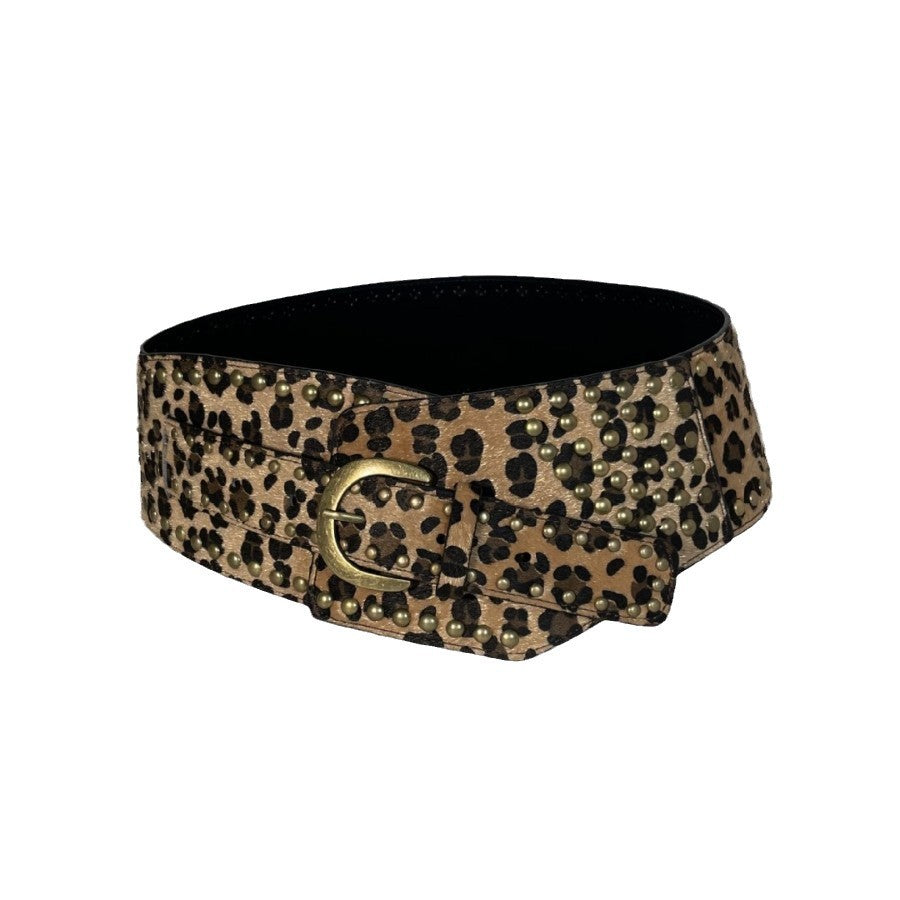 Chic efterår/vinter hestehår leopardprint fluffy bredt bælte