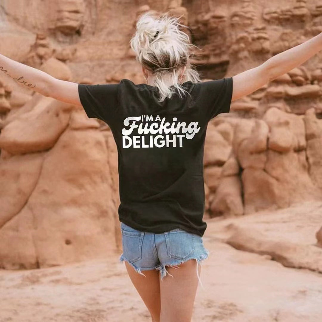 Spring And Summer Letter Print Short-sleeve Trendy Fashion Women's Wear T-shirt Casual