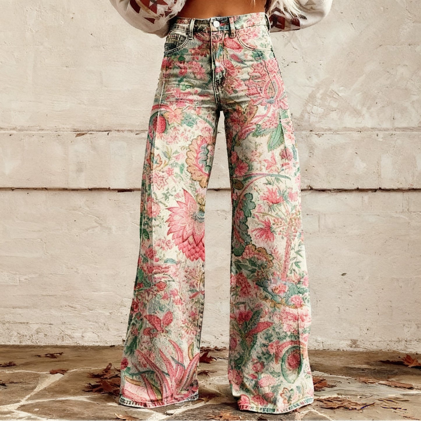 Plus-size Casual Versatile Wide-leg Pants For Women Faux Fabric