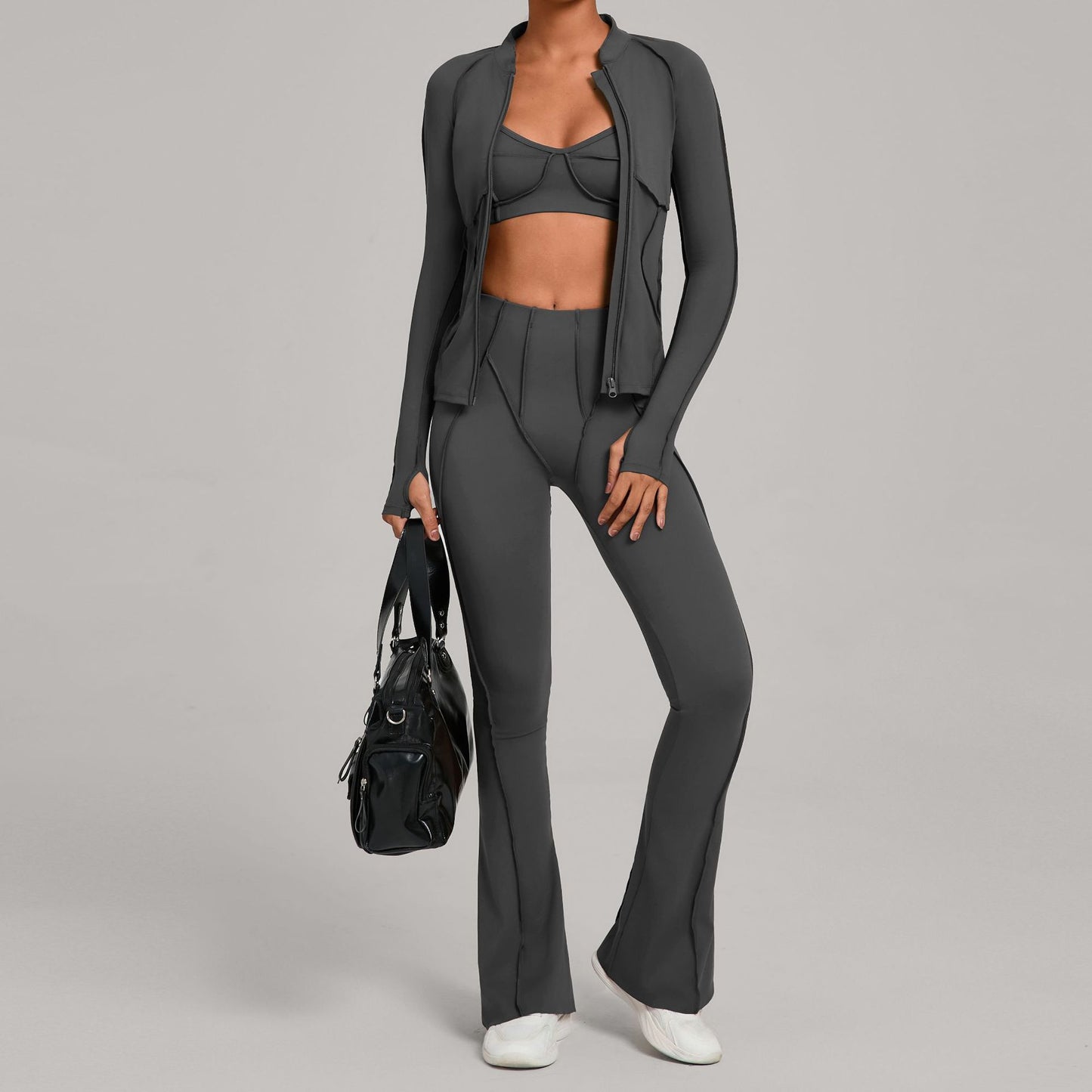 Womens Zip Up Top And Yoga Pants Set