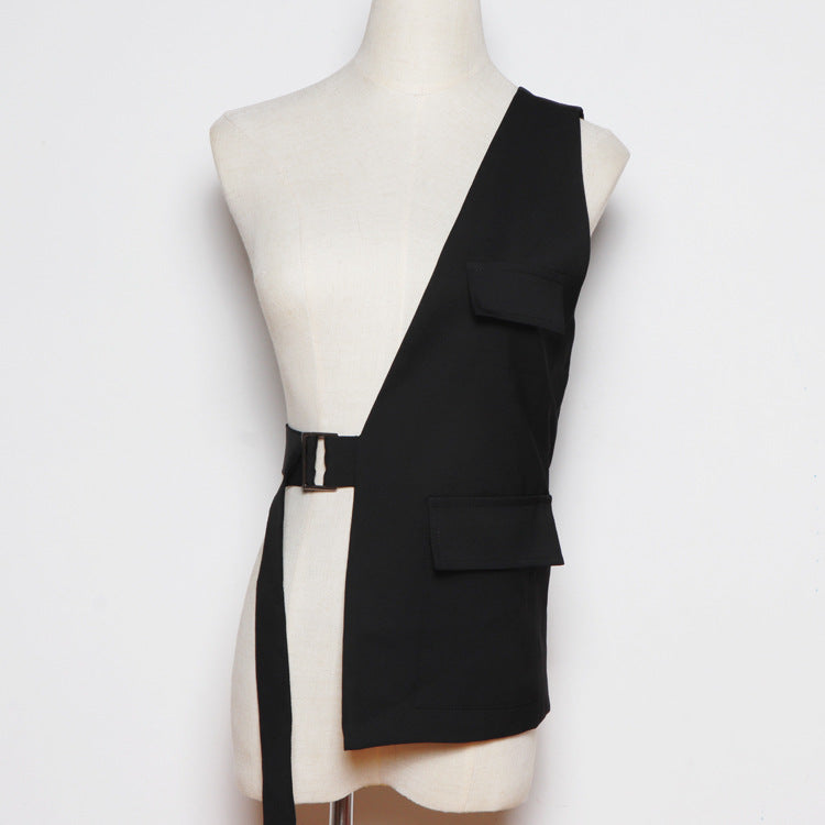 Women's Summer Special-interest Design Shoulder Irregular Waist Seal Vest
