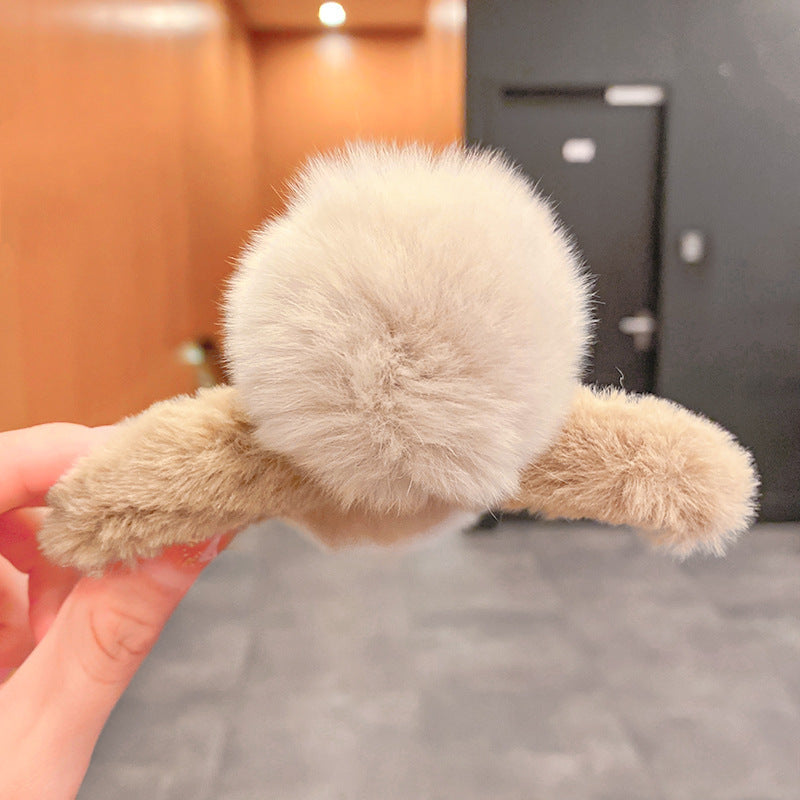Cute Large Plush Ball Catch Clip Fashion Temperament